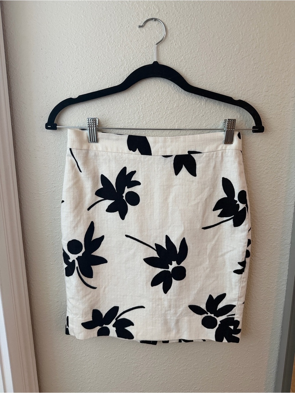 J. Crew Black & White Floral Pencil Skirt